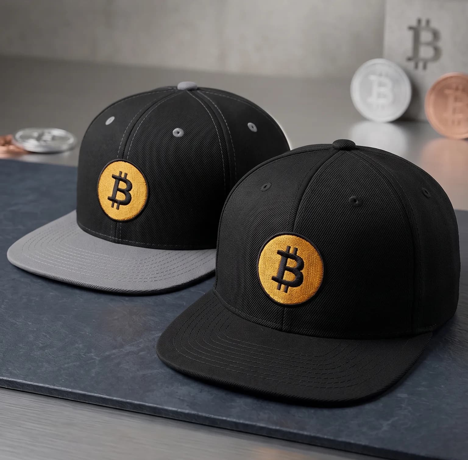 Bitcoin embroidered snapback caps